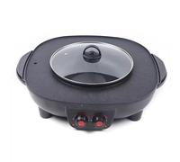 Electric Hot Pot et grill électrique 2 en 1 220 V 4000 W avec câble d'alimentation et couvercle, chauffage rapide coréen, barbecue thaï, fondue, raclette pour 5 à 6 personnes