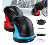 Electric Ice Scraper for Car, Cordless Rechargeable Windshield Frost Remover with Rotating Disc, USB Car Window Scraper for Snow Deicing, No-Scratch Winter Tool (118mm x 135mm x 124mm,Blue+Red)