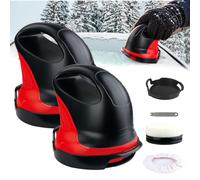 Electric Ice Scraper for Car, Cordless Rechargeable Windshield Frost Remover with Rotating Disc, USB Car Window Scraper for Snow Deicing, No-Scratch Winter Tool (118mm x 135mm x 124mm,Red+Red)