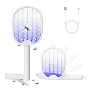Electric Insect Racket, Anti-Mosquito Hanging 3000V, Rechargeable Fly Swatter, 2 in 1 Foldable Mosquito Racket with USB Charging Cable for Indoor Outdoor Patio