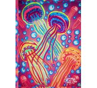 Electric JellyFish, 200 Unlined, Bubble Detailed Page, 8x11, Hardcover Journal, Art Pad, Sketchbook, Drawing Book: Made With Hand-Drawn And Created Art By: Artist Mary Elisabeth Linder @ MaryEMade