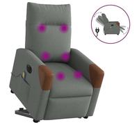 Electric Lift and Recline Massage Chair for Elderly and Adults, Power Adjustable with 6-Point Vibration, USB Powered, Dark Grey Fabric, Comfortable Home Office Recliner with Side Max Load 110kg