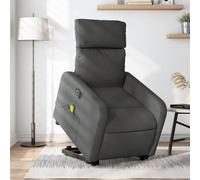 Electric Lift and Recline Massage Chair for Elderly and Adults, Power Adjustable with 6-Point Vibration, USB Powered, Dark Grey Fabric, Comfortable Home Office Recliner with Side Max Load 110kg