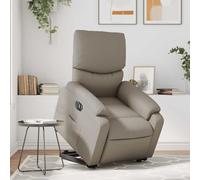 Electric Lift and Recline Massage Chair for Elderly and Adults, Power Standing Assist, 6-Point Vibration, Cappuccino Faux Leather, Comfortable Home Office Recliner with Side Pocket, Max Load 110kg