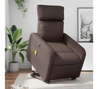 Electric Lift and Recline Massage Chair for Elderly, Brown Faux Leather Power Lift Chair with Vibration Massage, Remote Control, Side Pocket, Comfortable Recliner for Living Room and Bedroom