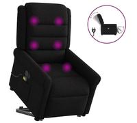 Electric Lift and Recline Massage Chair for Elderly, Power Adjustable Recliner with Vibration, USB Powered 6-Point Massage, Comfortable Fabric, Black, Max Load 110kg, for Living Room and Bedroom