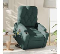 Electric Lift and Recline Massage Chair for Elderly, Power Lift Recliner Chair with 6 Point Vibration Massage, USB Powered, Dark Green Fabric, Comfortable for Living Room and Bedroom, Max Load 110kg