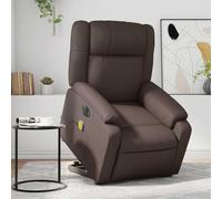 Electric Lift and Recliner Chair with Massage, Brown Faux Leather Power Reclining Chair for Elderly and Adults, Adjustable with Remote Control, 6 Point Vibration, USB Powered, Max Load 110kg
