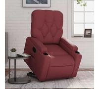 Electric Lift Recliner Chair for Elderly Adults, Power Rise Assist Reclining Chair with Manual Tilt, Bordeaux Red Faux Leather Recliner Sofa, Comfortable Home Living Room Seat, Max Load 110kg