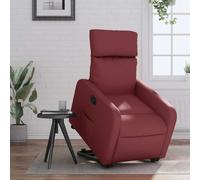 Electric Lift Recliner Chair for Elderly and Seniors, Power Rise Assist Reclining Chair with Manual Tilt, 135 Degree, Bordeaux Red Faux Leather, Max Load 110kg, Comfortable Home Living Room Seat