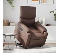Electric Lift Recliner Chair for Elderly, Brown Faux Leather Power Lift with Manual Recline, Massage & Heat, Side Pocket, Max Load 110kg, Comfortable Reclining Chair for Living Room & Bedroom