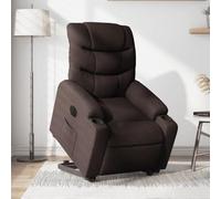 Electric Lift Recliner Chair for Elderly, Power Lift and Recline Function, Massage and Heat, Dark Brown Fabric Reclining Chair, Comfortable Home Theater and Living Room Seat Pocket, Supports 110kg