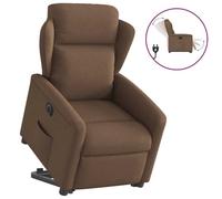 Electric Lift Recliner Chair for Elderly, Power Reclining Sofa with Massage & Heat, Brown Fabric Recliner for Living Room, Home Theater, Adjustable Positions, Remote Control, Easy Stand Assist Chair