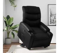 Electric Lift Recliner Chair for Elderly, Power Rise Assist Reclining Chair with Manual Tilt, Thick Padded Black Faux Leather Recliner Sofa, Comfortable Home Living Room Seat, Max Load 110kg