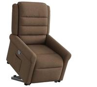 Electric Lift Recliner Chair for Elderly, Power Rise Assist Reclining with Manual Tilt, Brown Fabric Recliner for Living Room and Bedroom, Comfortable Massage Chair with Side Pocket, Max Load 110kg