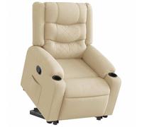Electric Lift Recliner Chair for Elderly, Power Rise Assist Reclining with Manual Tilt, Cream Fabric Lounge for Living Room Bedroom, Comfortable Massage Chair for Seniors Adults, Max Load 110kg