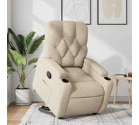 Electric Lift Recliner Chair for Elderly, Power Rise Assist Reclining with Manual Tilt, Cream Fabric Living Room Recliner, Comfortable Massage Chair for Seniors with Cup Holders, Max Load 110kg