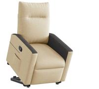 Electric Lift Recliner Chair for Elderly, Power Rise Assist Reclining with Manual Tilt, Cream Fabric Recliner Sofa for Living Room Bedroom, Comfortable Massage Chair with Side Pocket, Max Load 110kg