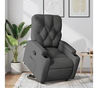 Electric Lift Recliner Chair for Elderly, Power Rise Assist Reclining with Manual Tilt, Grey Fabric Recliner Sofa for Living Room Bedroom, Comfortable Massage Chair with Cup Holders, Max Load 110kg