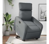 Electric Lift Recliner Chair for Elderly, Power Rise Assist Reclining with Manual Tilt, Grey Faux Leather Recliner Sofa for Living Room Bedroom, Comfortable Massage Chair with Side Max Load 110kg
