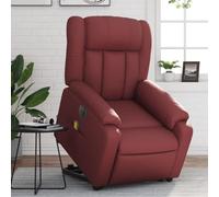 Electric Lift Recliner Chair with Massage and Vibration, Power Standing Assist, 135 Degree Tilt, USB Powered, for Elderly and Seniors, Comfortable Leather Reclining Chair, Bordeaux Red Color