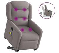 Electric Lift Recliner Chair with Massage for Elderly, 6-Point Vibration, Manual Tilt to 135°, USB Powered, Taupe Fabric, Sturdy Frame, Max Load 110kg, Perfect for Living Room and Bedroom Relaxation