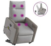 Electric Lift Recliner Chair with Massage for Elderly, Adjustable Power Lift Assist Reclining Chair with Vibration, Manual Tilt & Side Pocket, Comfortable Cloud Grey Fabric Living Room Bedroom