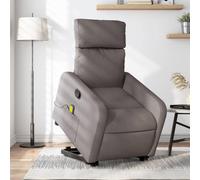 Electric Lift Recliner Chair with Massage for Elderly and Adults, Power Standing Assist, Manual Recline to 135°, 6-Point Vibration, Soft Taupe Fabric, Max Load 110kg, Comfortable Living Room Seat