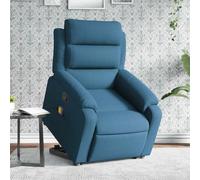 Electric Lift Recliner Chair with Massage for Elderly, Blue Velour Power Lift Chair, 6-Point Vibration Massage, 135° Manual Recline, USB Powered, Max Load 110kg, Comfortable Home Reclining Armchair