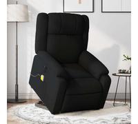 Electric Lift Recliner Chair with Massage for Elderly, Power Adjustable Lazy Boy Reclining Sofa with Remote Control, Vibrating Heated Massage, USB Port, Side Pocket, Black Fabric, 110kg Capacity