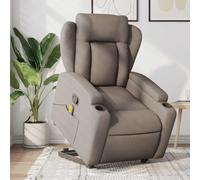 Electric Lift Recliner Chair with Massage for Elderly, Power Rise Assist Reclining Chair, 6 Point Vibration, USB Powered, Manual Tilt to 135 Degrees, Taupe Fabric, Max Load 110kg, Easy Assembly