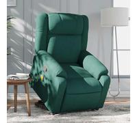 Electric Lift Recliner Chair with Massage for Elderly, Power Standing Assist, 6 Point Vibration, Manual Recline to 135 Degrees, Dark Green Fabric, Max Load 110kg, Home Living Room Comfort Seat