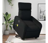 Electric Lift Recliner Chair with Massage for Elderly, Power Standing Assist, 6-Point Vibration, Manual Recline to 135°, Black PU Leather Reclining Chair for Living Room Bedroom, Max Load 110kg