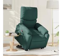 Electric Lift Recliner Chair with Massage for Elderly, Power Standing Assist, 6 Point Vibration, Manual Tilt to 135°, Dark Green Fabric, Comfortable Home Office Reclining Seat, Max Load 110kg