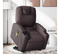 Electric Lift Recliner Chair with Massage for Elderly, Power Standing Assist, Manual Recline to 135°, 6-Point Vibration, USB Powered, Dark Brown Fabric, Max Load 110kg, Home Living Room Comfort