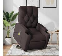 Electric Lift Recliner Chair with Massage for Elderly, Power Standing Assist, Manual Recline to 135°, 6 Point Vibration, USB Powered, Dark Brown Fabric, Max Load 110kg, Comfortable Living Room Seat