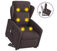Electric Lift Recliner Chair with Massage for Elderly, Power Standing Assist, Manual Recline to 135°, 6 Point Vibration, USB Powered, Dark Brown Fabric, Comfortable Home Office Reclining Chair