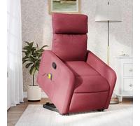 Electric Lift Recliner Chair with Massage for Elderly, Power Standing Assist, Manual Tilt & Vibration, Comfortable Fabric Reclining Chair for Living Room Bedroom, Bordeaux Red, Max Load 110kg