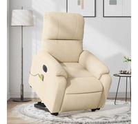 Electric Lift Recliner Chair with Massage, Power Adjustable Headrest and Footrest, Cream Microfiber Fabric, Comfortable for Elderly and Living Room, Max Load 110kg, 135 Degree Tilt, USB Vibration