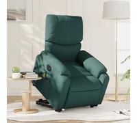Electric Lift Recliner Chair with Massage, Power Adjustable Headrest and Footrest, Dark Green Fabric Reclining Chair for Elderly and Living Room, Comfortable Home Theater Control, 110kg Capacity