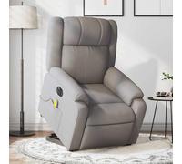 Electric Lift Recliner Chair with Massage, Power Adjustable Headrest and Footrest, Soft Taupe Fabric Reclining Chair for Living Room, Elderly and Home Theater, 6-Point Vibration, Max Load 110kg