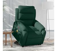 Electric Lift Recliner Chair with Massage, Power Adjustable Reclining Sofa for Elderly, Dark Green Velvet Fabric, 6-Point Vibration, USB Powered, 135 Degree Tilt, Max Load 110kg, Living Room Comfort