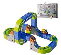 Electric Magnetic Train Track Set, DIY Race Car Track Building Kits with Train and Traffic Signs, Stem Toy for Toddlers and Kids, Boys and Girls Ages 3-8, Birthday Party Gift (69PCS)