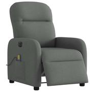 Electric Massage Recliner Chair with 6-Point Vibration, Power Tilt to 135°, USB Powered, Dark Grey Fabric for Living Room and Bedroom, Comfortable Home Office Seat with Side Pocket, Max Load 110kg