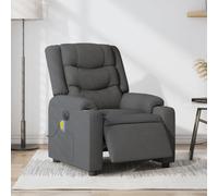 Electric Massage Recliner Chair with 6-Point Vibration, Power Tilt to 135°, USB Powered, Dark Grey Fabric for Living Room and Bedroom, Comfortable Home Office Seat with Side Pocket, Max Load 110kg