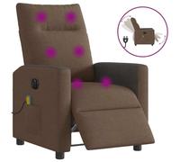 Electric Massage Recliner Chair with Vibration, 6-Point Massage & USB Power, Brown Fabric Reclining for Living Room and Bedroom, Comfortable Home Office Chair with Side Pocket, Supports 110kg