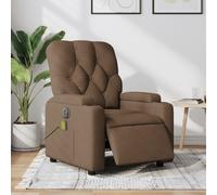 Electric Massage Recliner Chair with Vibration, Brown Fabric Reclining Lounge Chair for Living Room, 6-Point Massage, USB Powered, 135° Tilt, Max Load 110kg, Comfortable Home Office Relaxation Seat