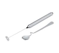 Electric Milk Frother | Stainless Steel Handheld Frother for Coffee/Lattes/Hot Chocolate | Cordless Battery Operated Milk Frother with Spoon | Quick Foam in Seconds