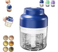 Electric Mini Garlic Chopper Set - 250/320ml Multi-Functional Portable Vegetable Cutter, Multi-functional Portable Vegetable Cutter Set, Veggie Grinder for Chili Onion Ginger Celery (320ml blue)