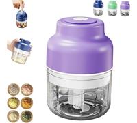 Electric Mini Garlic Chopper Set - 250/320ml Multi-Functional Portable Vegetable Cutter, Multi-functional Portable Vegetable Cutter Set, Veggie Grinder for Chili Onion Ginger Celery (320ml purple)